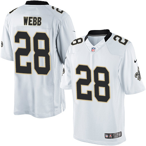 Men's Limited B.W. Webb Nike Jersey White Road - #28 NFL New Orleans Saints